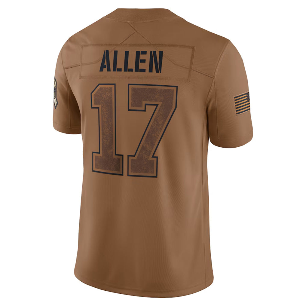 B.Bills #17 Josh Allen Player Brown Salute To Service Limited Ldoa Stitched Jerseys