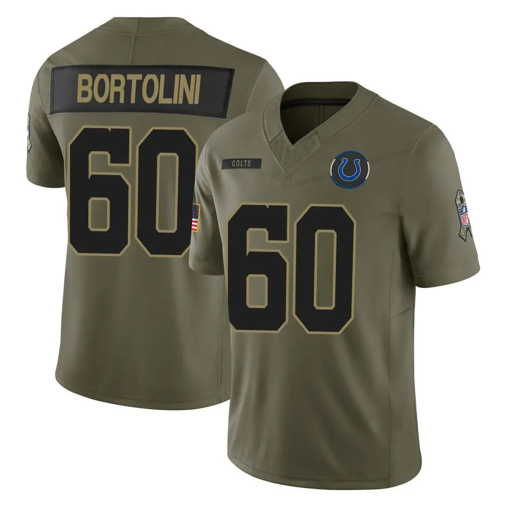 IN.Colts #60 Tanor Bortolini Player Olive 2025 Salute To Service Limited Game Ldoa Stitched Jerseys