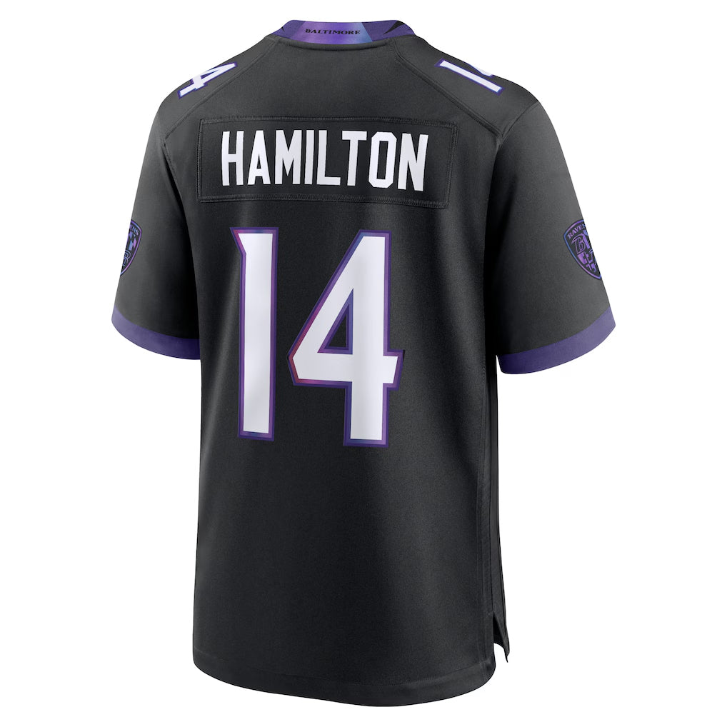 B.Ravens #14 Kyle Hamilton Player Black Home Game Ldoa Stitched Jerseys