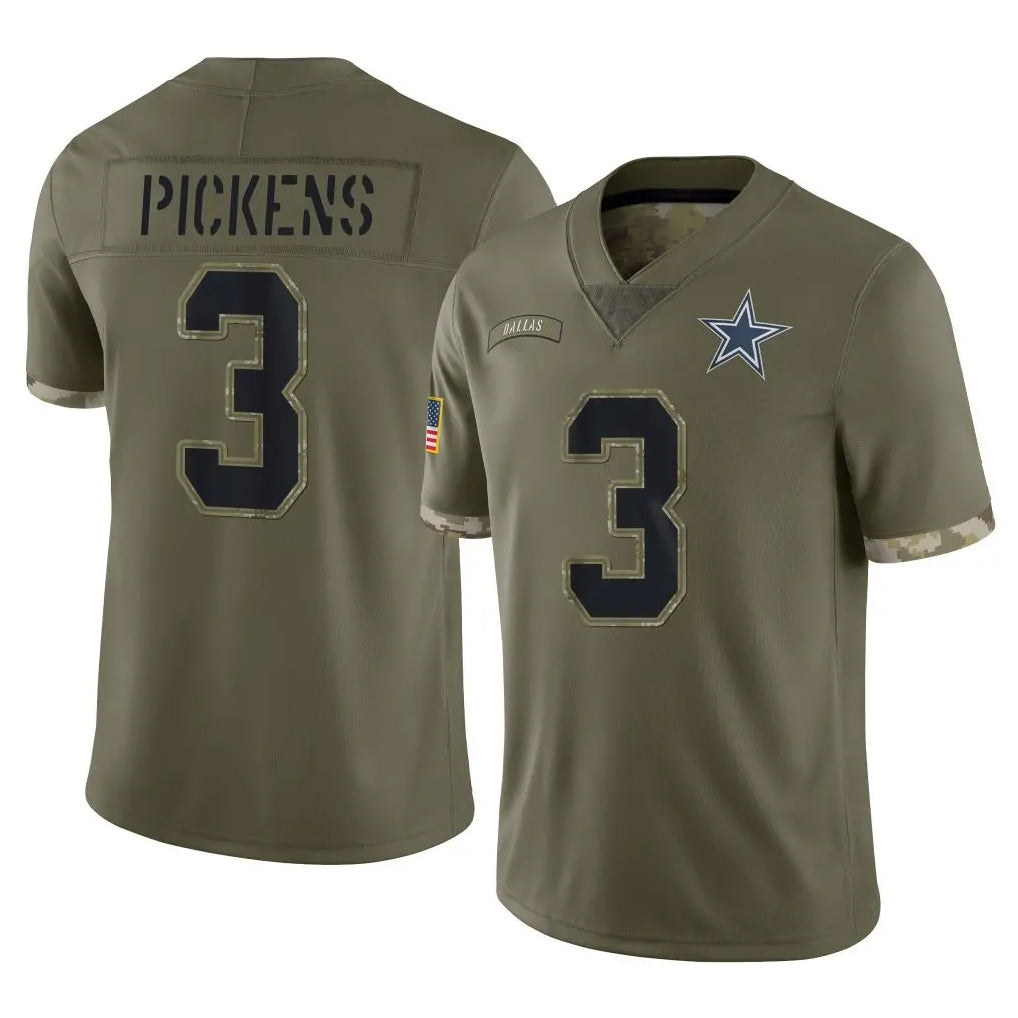 D.Cowboys #3 George Pickens Player Olive Salute to Service Limited Game Ldoa Stitched Jerseys