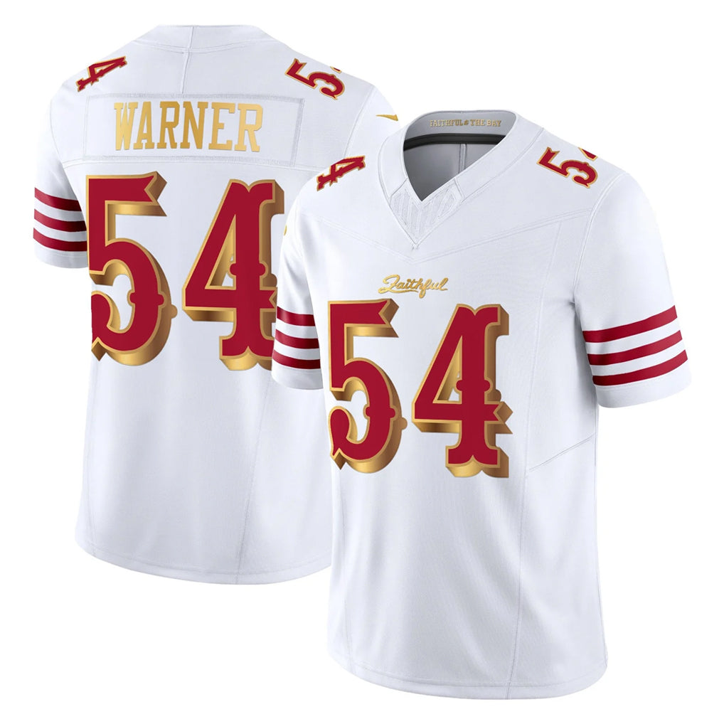 SF.49ers #54 Fred Warner Player White 2025 Rivalries Collection Game Limited Ldoa Stitched Jerseys