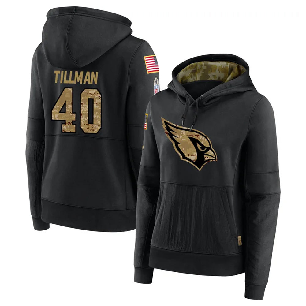 A.Cardinals #40 Pat Tillman Player Black Salute to Service Limited Hoodie Ldoa Stitched Jerseys