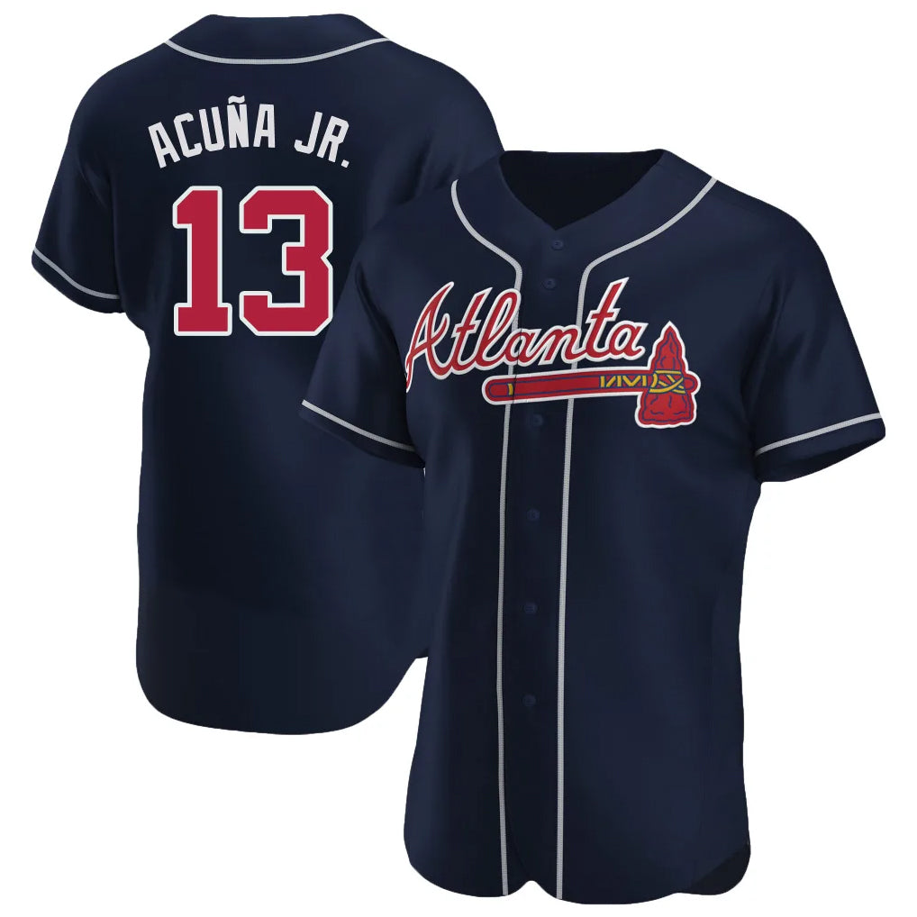 A.Braves #13 Ronald Acuna Jr Player Navy Limited Elite Home Game Ldoa Stitched Jerseys