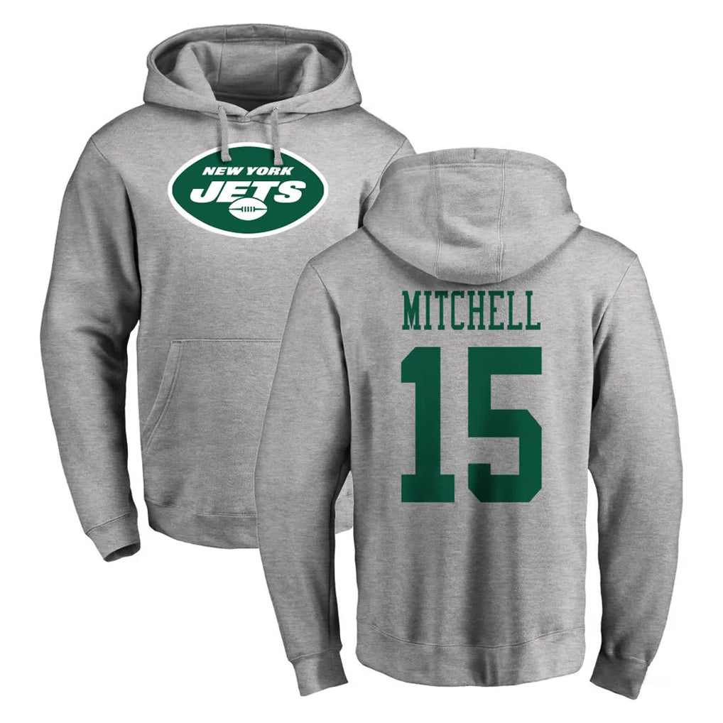 NY.Jets #15 Adonai Mitchell Player Gray LOGO Pullover Hoodies Limited Game Ldoa Stitched Jerseys