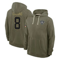 LV.Raiders #8 Kirk Cousins Player Olive Salute to Service Pullover Hoodies Limited Ldoa Stitched Jerseys