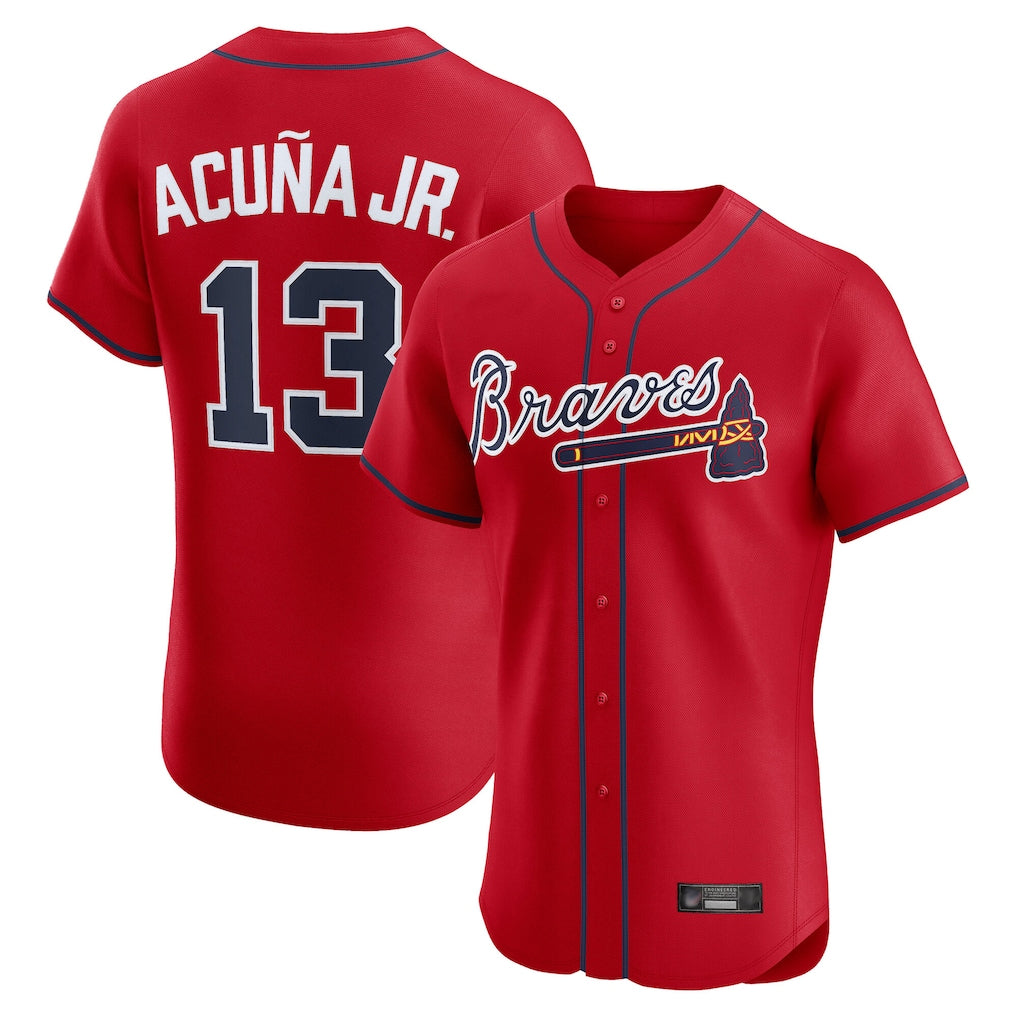 A.Braves #13 Ronald Acuna Jr Player Red Limited Elite Home Game Ldoa Stitched Jerseys