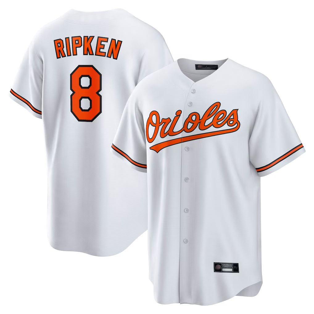 B.Orioles #8 Cal Ripken Player White Home Game Ldoa Stitched Jerseys