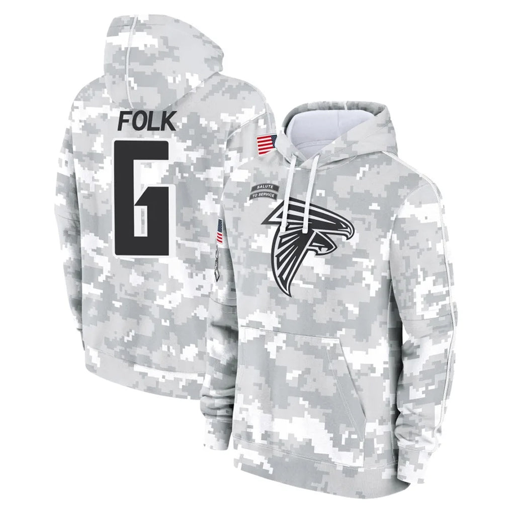 A.Falcons #6 Nick Folk Player Camo Arctic Salute to Service Hoodies Limited Ldoa Stitched Jerseys