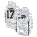 B.Bills #17 Josh Allen Player Arctic Camo Salute to Service Hoodies Limited Ldoa Stitched Jerseys