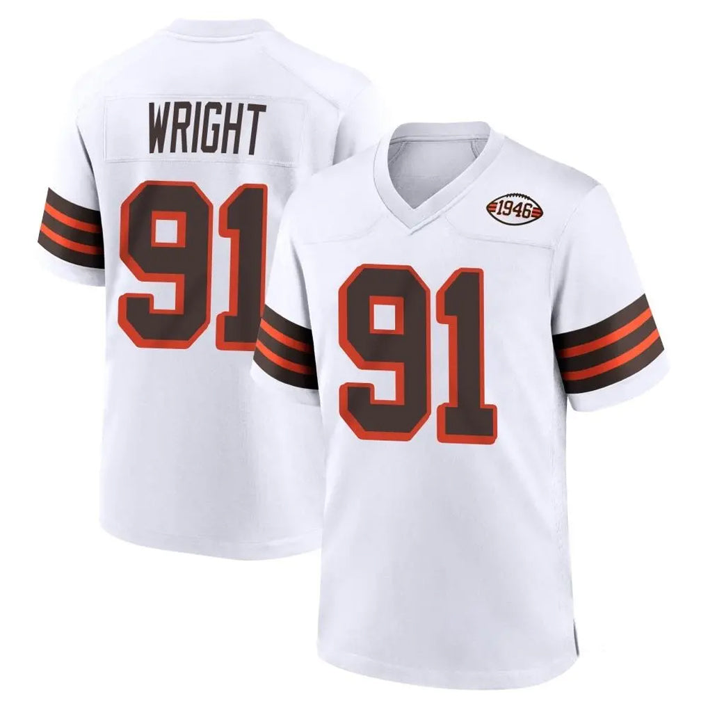 C.Browns #91 Alex Wright Player White Alternate Home Game Ldoa Stitched Jerseys