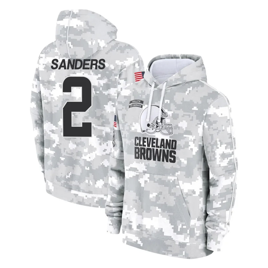 C.Browns #2 Shedeur Sanders Player Arctic Camo Salute to Service Hoodies Limited Game Ldoa Stitched Jerseys