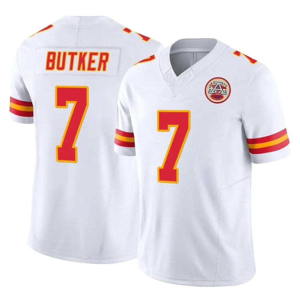 KC.Chiefs #7 Harrison Butker Player White Limited Vapor F.U.S.E. Home Game Ldoa Stitched Jerseys