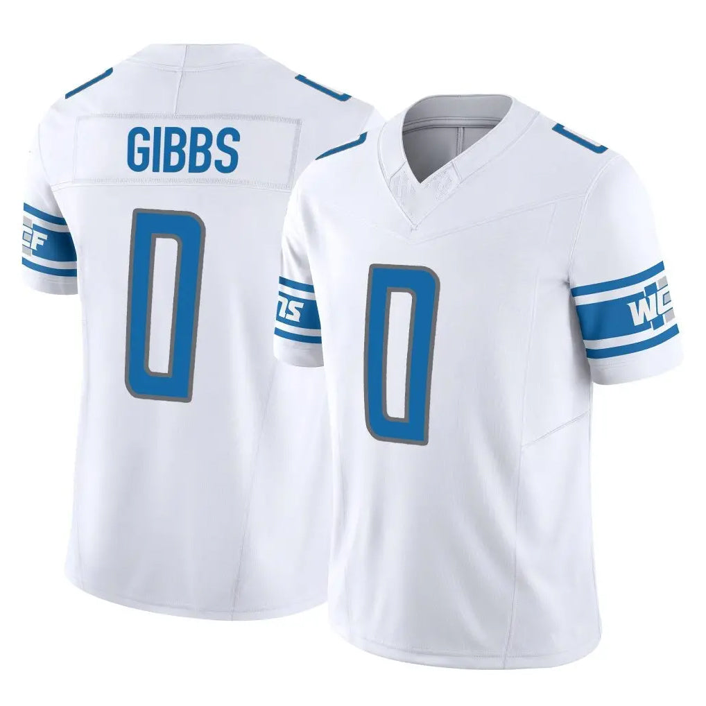 D.Lions #0 Jahmyr Gibbs Player White Vapor F.U.S.E. Limited Home Game Ldoa Stitched Jerseys