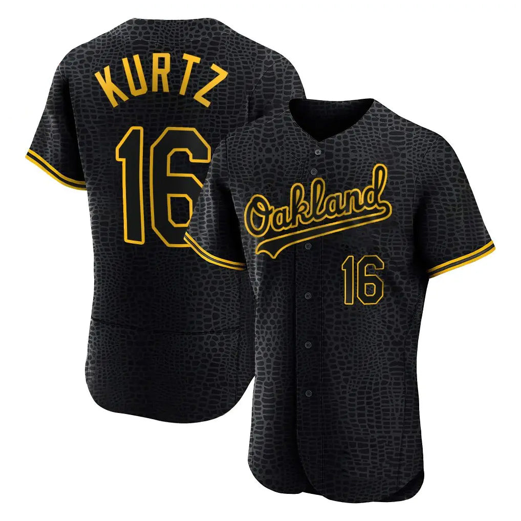 Athletics #16 Nick Kurtz Player Black Snake Skin City Limited Elite Home Game Ldoa Stitched Jerseys
