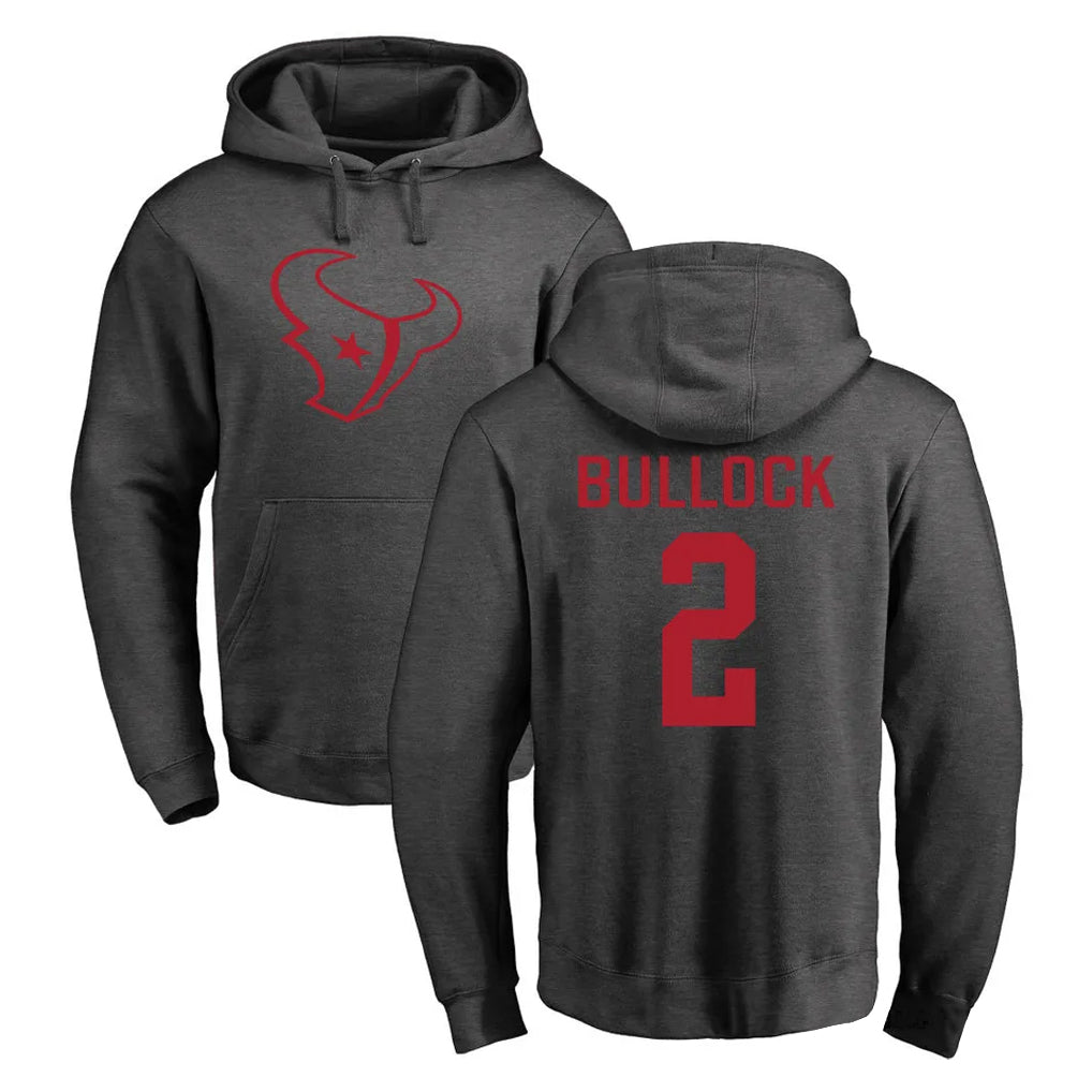 H.Texans #2 Calen Bullock Player Gray Pro Line Pullover Hoodie Limited Game Ldoa Stitched Jerseys