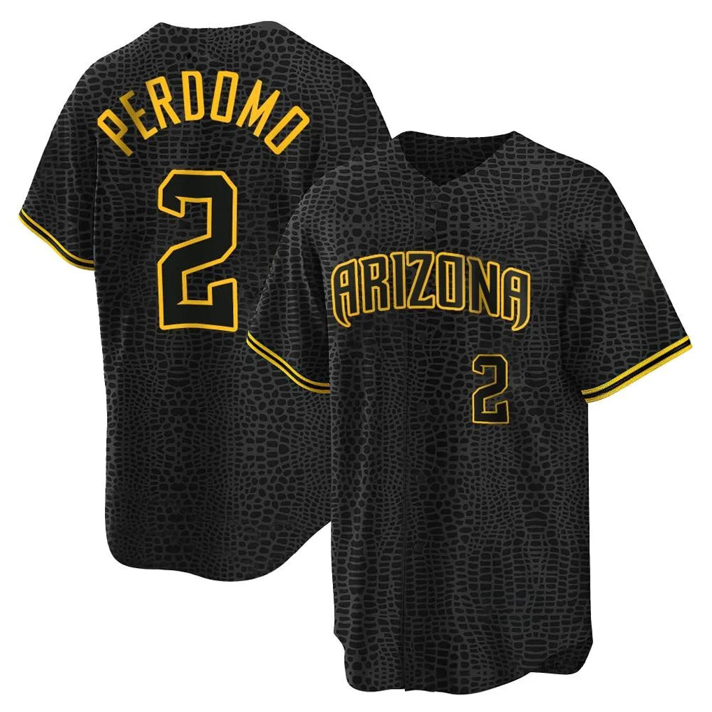 A.Diamondbacks #2 Geraldo Perdomo Player Black Snake Skin City Home Game Ldoa Stitched Jerseys