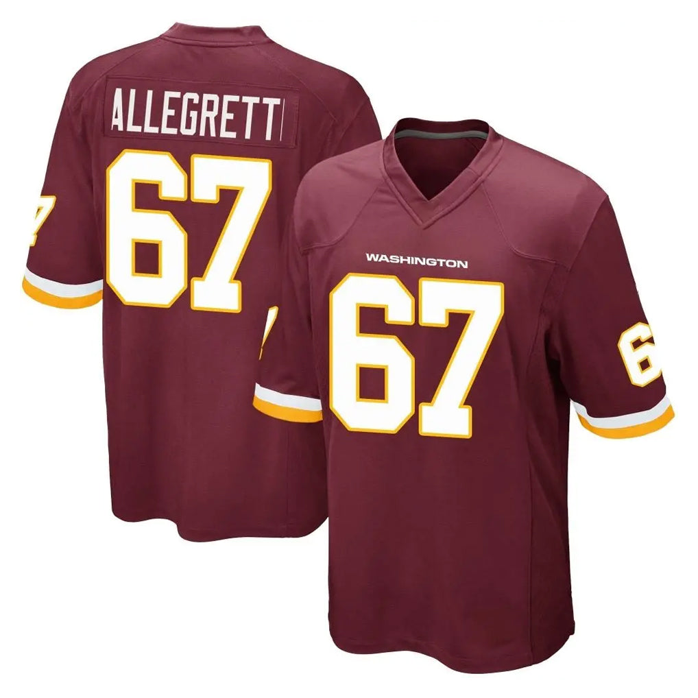W.Commanders #67 Nick Allegretti Player Burgundy Team Color Home Game Ldoa Stitched Jerseys