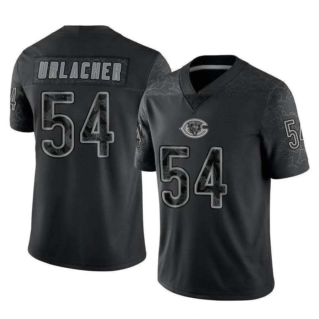 C.Bears #54 Brian Urlacher Player Black REFLECTIVE Limited Game Ldoa Stitched Jerseys