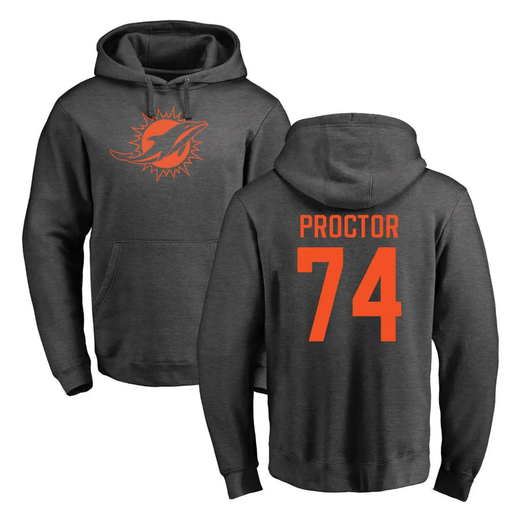M.Dolphins #74 Kadyn Proctor Player Darkgray Pullover Hoodies Limited Ldoa Stitched Jerseys