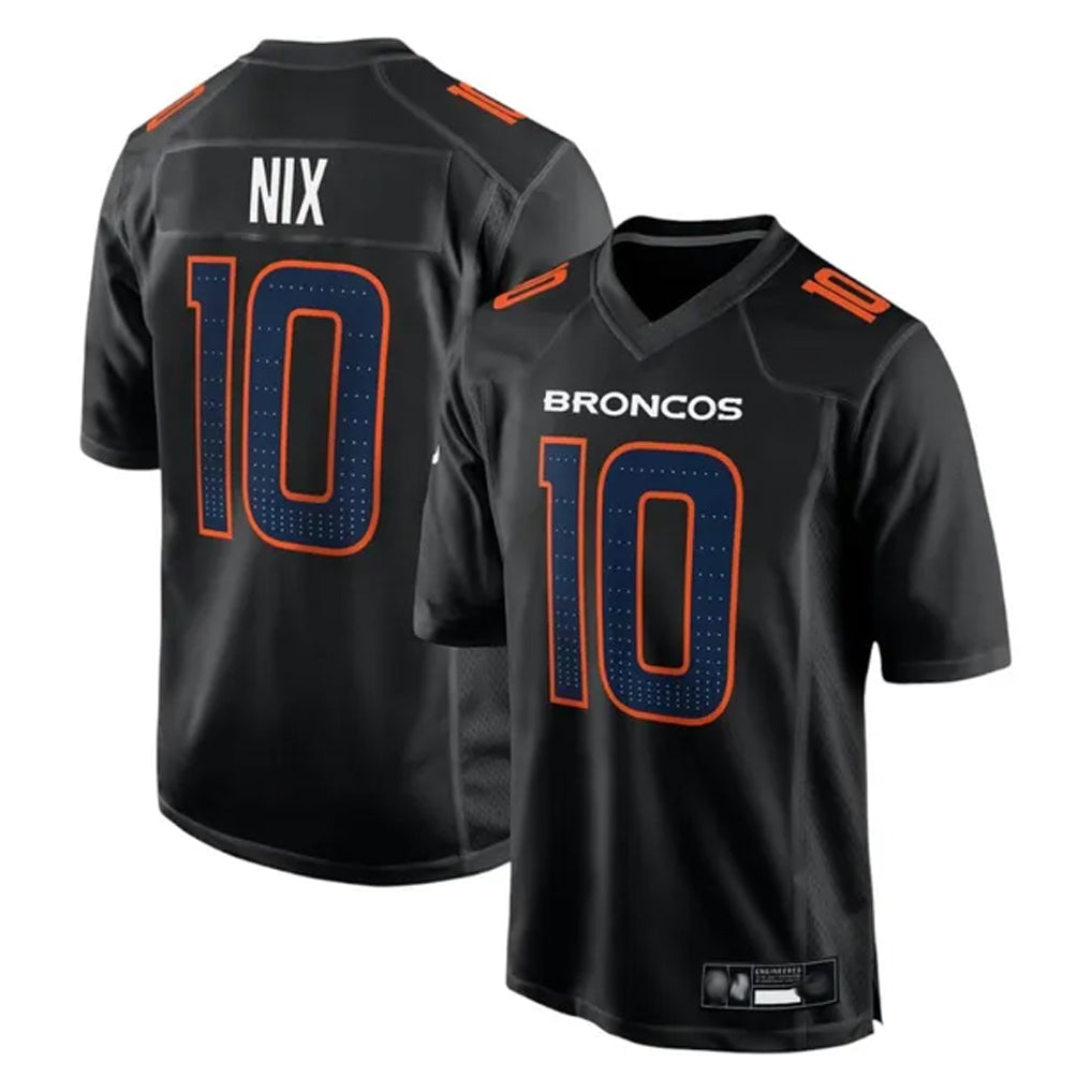 D.Broncos #10 Bo Nix Player Carbon Black Fashion Limited Game Ldoa Stitched Jerseys