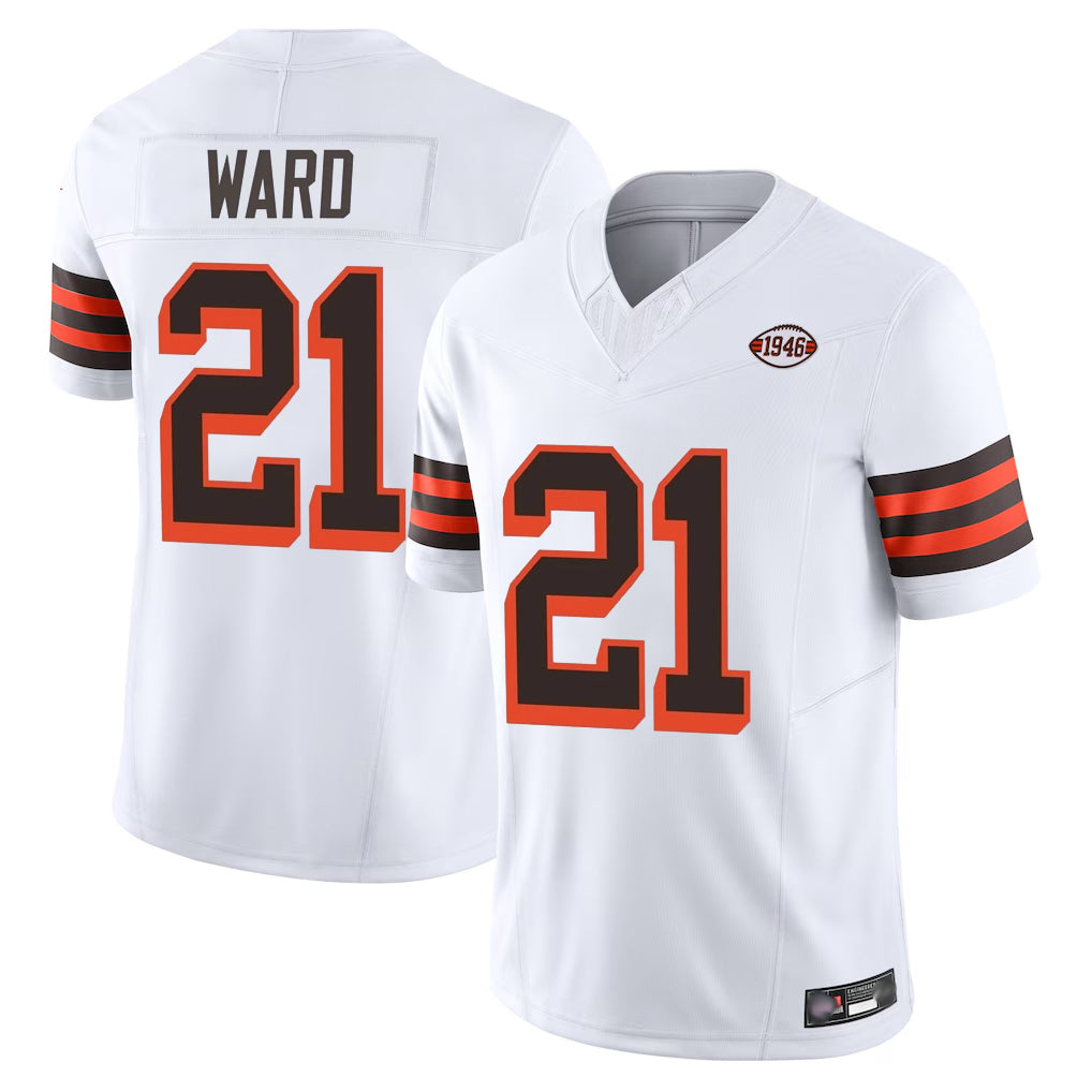 C.Browns #21 Denzel Ward Player White Limited Vapor F.U.S.E. Alternate Game Ldoa Stitched Jerseys