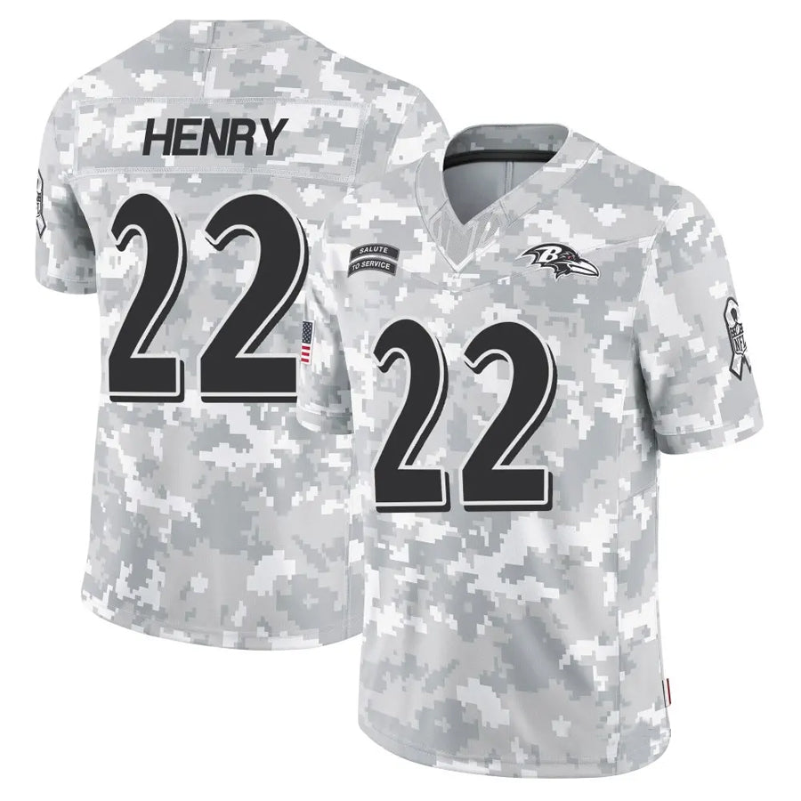 B.Ravens #22 Derrick Henry Player Arctic Camo Salute to Service Limited Ldoa Stitched Jerseys