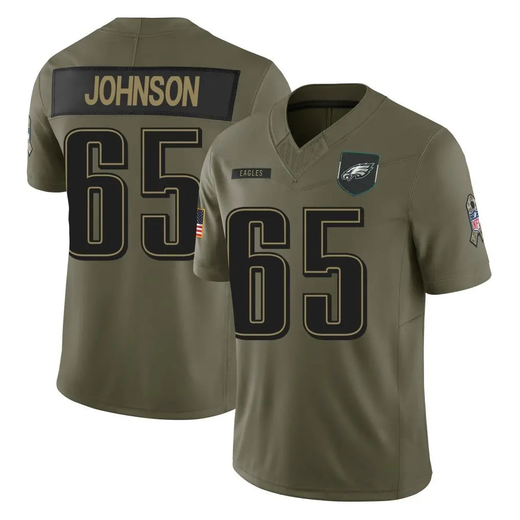 P.Eagles #65 Lane Johnson Player Olive 2025 Salute To Service Limited Ldoa Stitched Jerseys