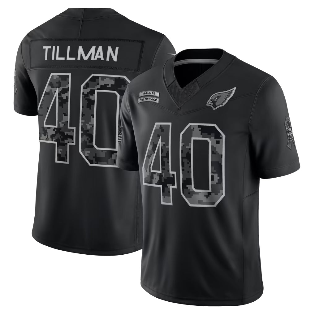 A.Cardinals #40 Pat Tillman Player Black Limited 2026 Salute to Service Home Game Ldoa Stitched Jerseys