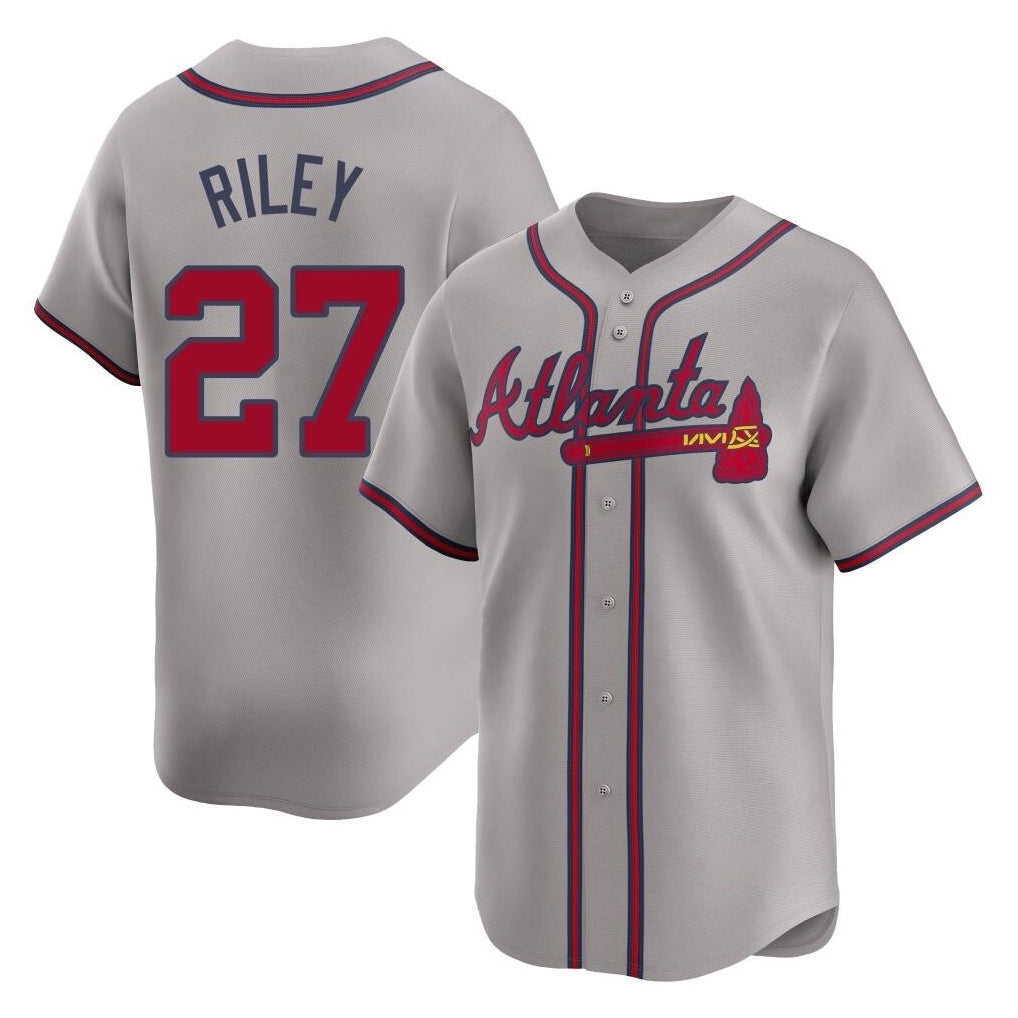 A.Braves #27 Austin Riley Player Gray Limited Home Game Ldoa Stitched Jerseys