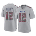 B.Bills #12 Jim Kelly Player Gray Fashion Home Game Ldoa Stitched Jerseys