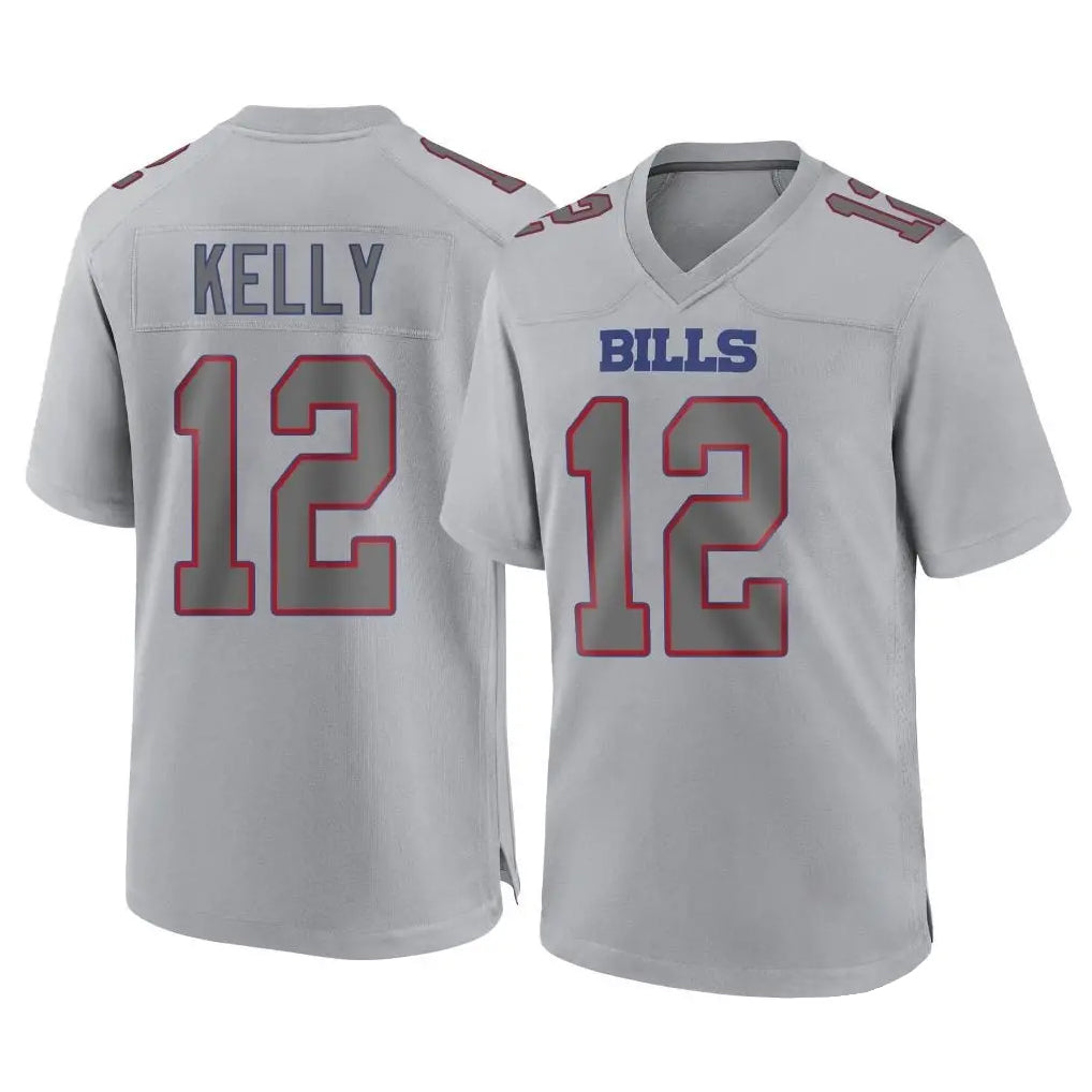B.Bills #12 Jim Kelly Player Gray Fashion Home Game Ldoa Stitched Jerseys