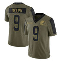 C.Browns #9 Grant Delpit Player Olive Salute to Service Limited Home Game Ldoa Stitched Jerseys