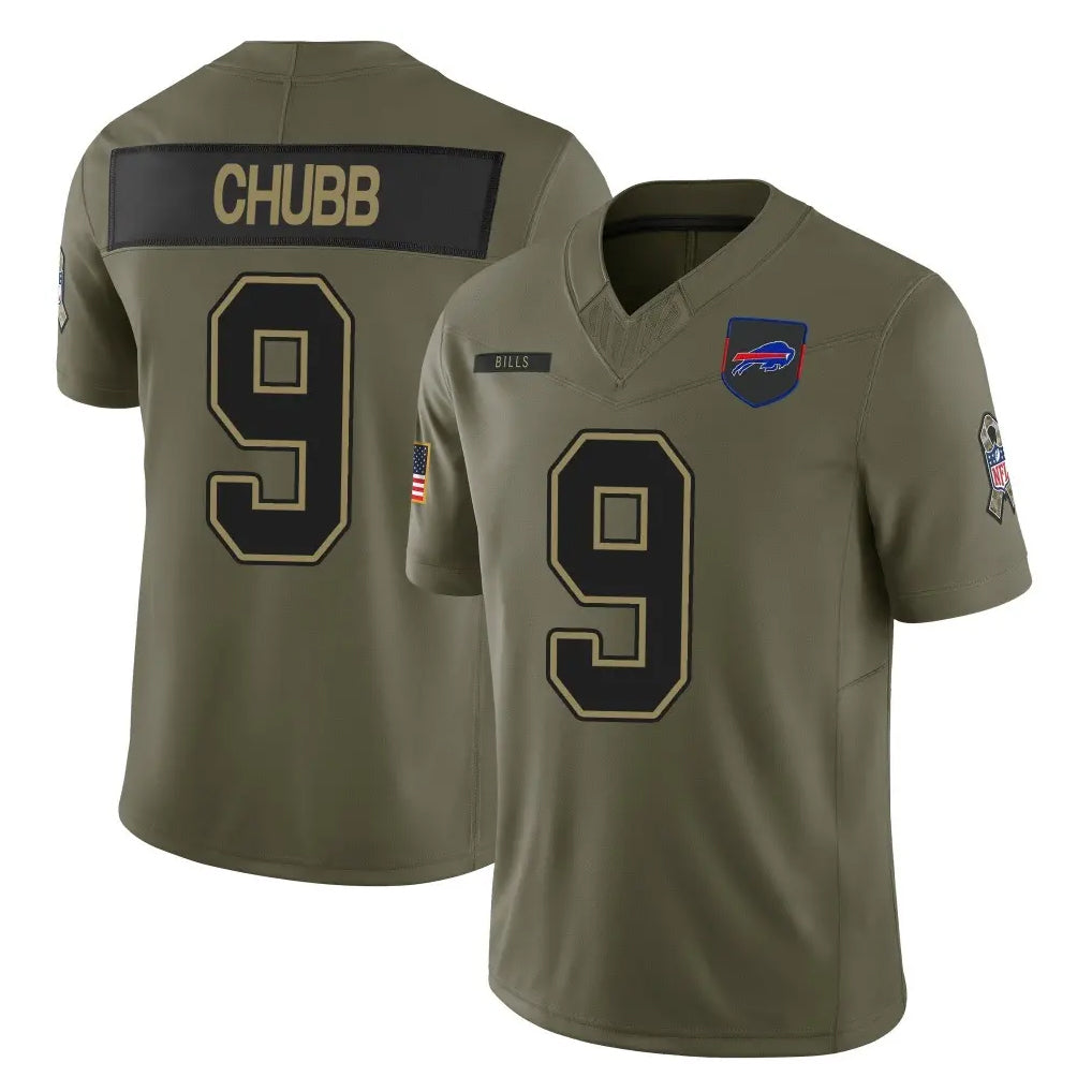 B.Bills #9 Bradley Chubb Player Olive Salute To Service Limited Game Ldoa Stitched Jerseys