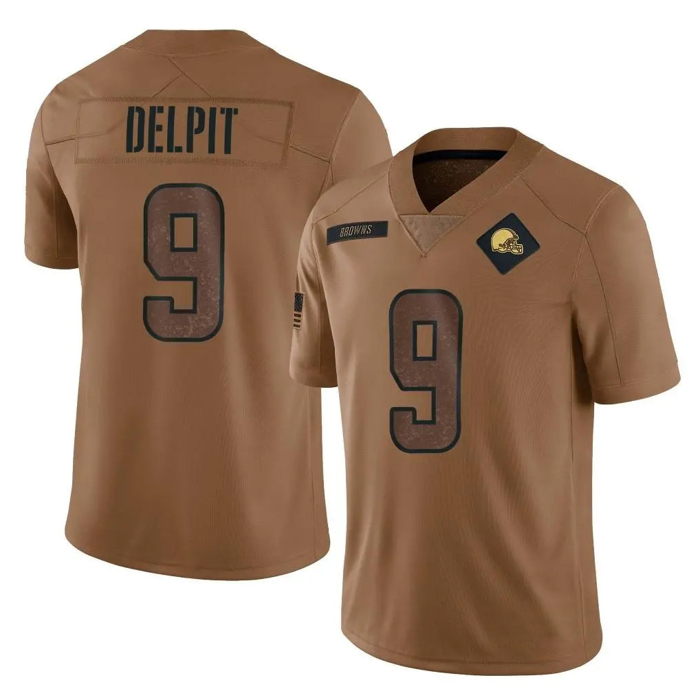 C.Browns #9 Grant Delpit Player Brown Salute to Service Limited Home Game Ldoa Stitched Jerseys