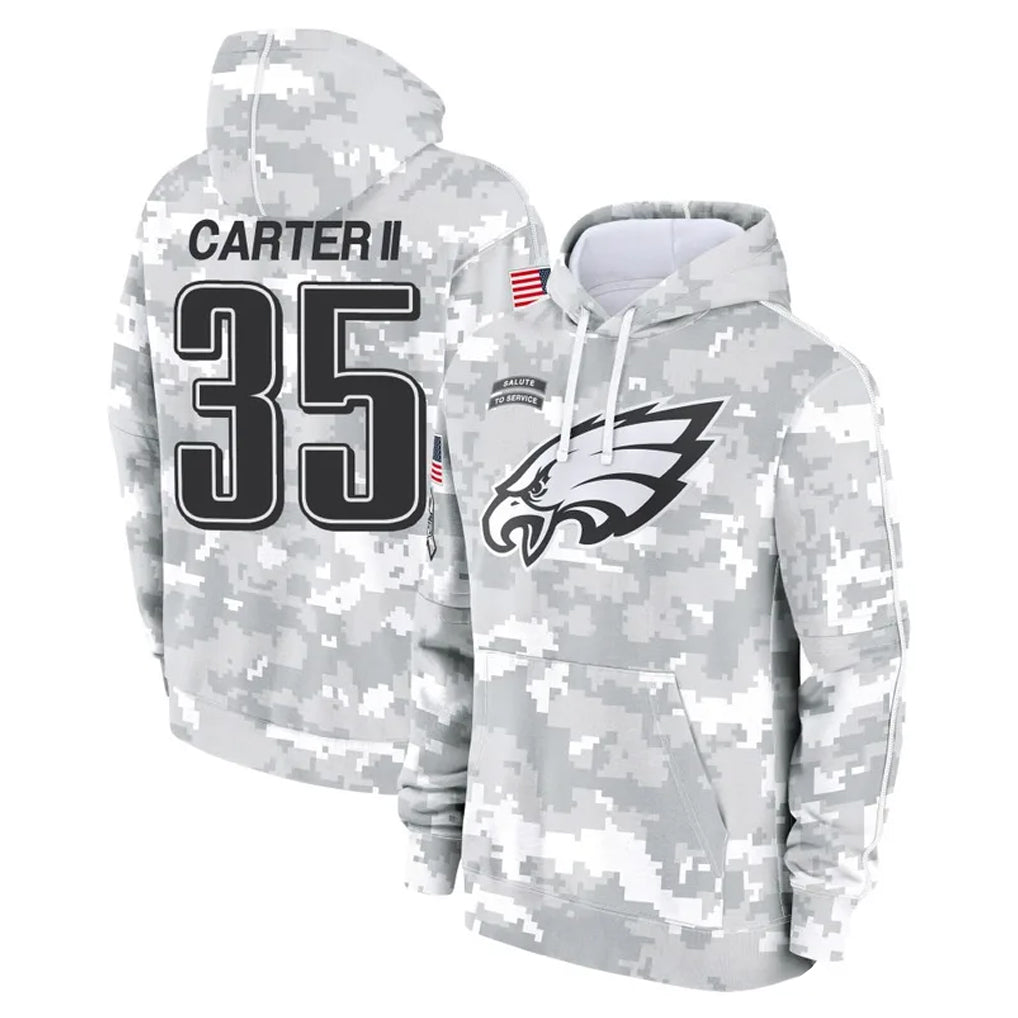P.Eagles #35 Michael Carter II Player Arctic Camo Salute to Service Pullover Hoodies Limited Game Ldoa Stitched Jerseys