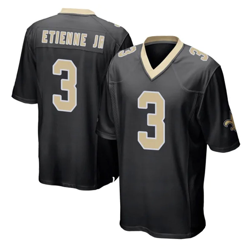 NO.Saints #3 Travis Etienne Jr. Player Black Home Game Ldoa Stitched Jerseys