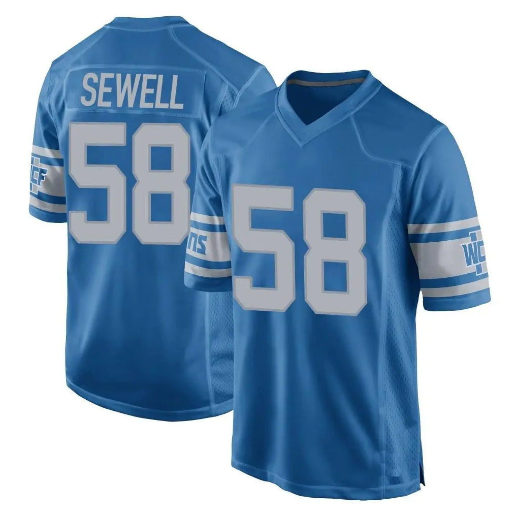 D.Lions #58 Penei Sewell Player Blue Vapor Untouchable Throwback Game Ldoa Stitched Jerseys