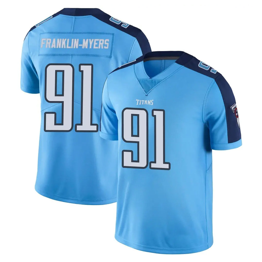 T.Titans #91 John Franklin-Myers Player Light Blue Limited Color Rush Home Game Ldoa Stitched Jerseys