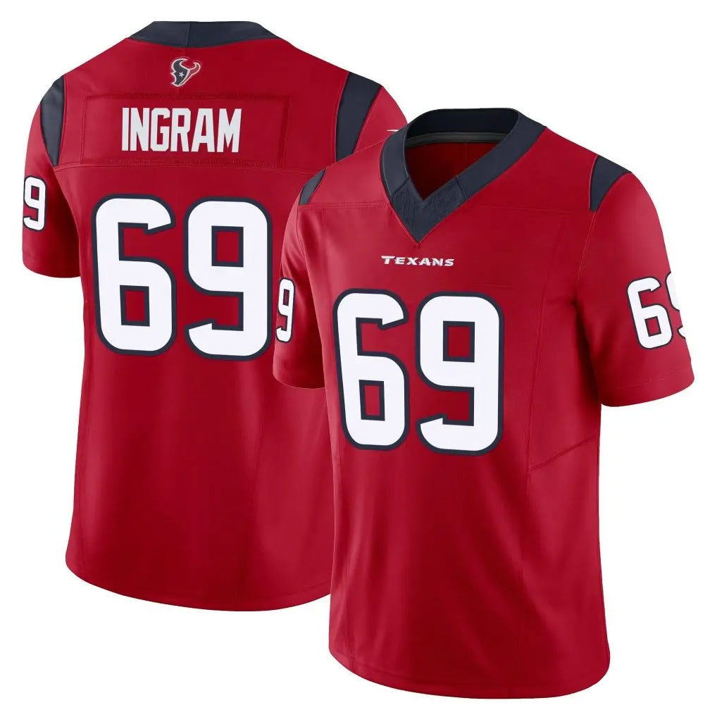H.Texans #69 Ed Ingram Player Red Limited Vapor F.U.S.E. Home Game Ldoa Stitched Jerseys