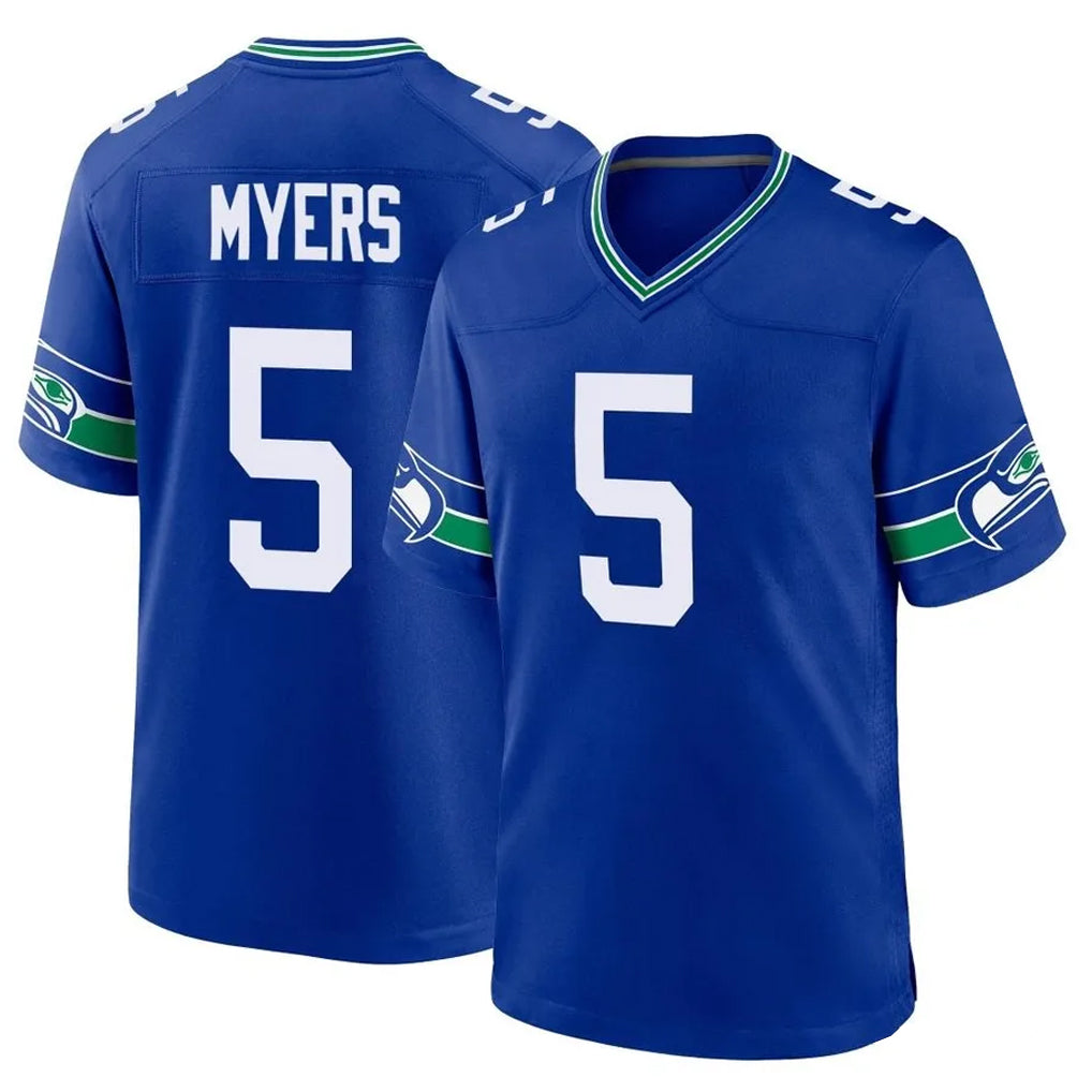 S.Seahawks #5 Jason Myers Player Royal Throwback Home Game Ldoa Stitched Jerseys