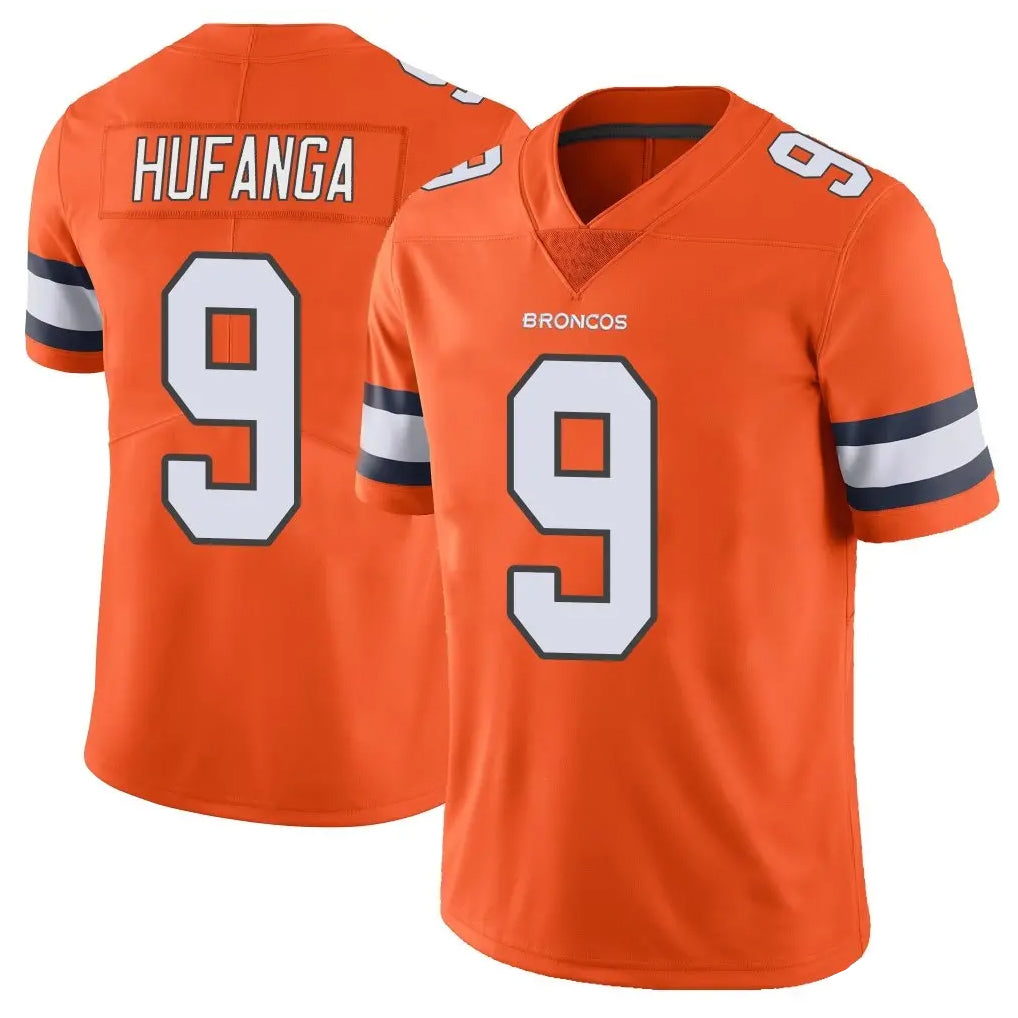 D.Broncos #9 Talanoa Hufanga Player Orange Vapor Untouchable Limited Home Game Ldoa Stitched Jerseys