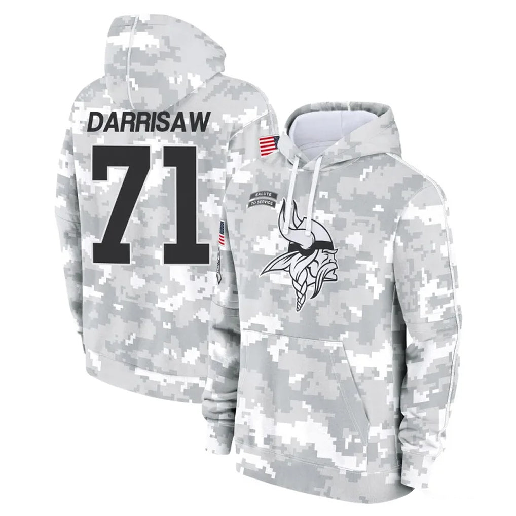 M.Vikings #71 Christian Darrisaw Player Arctic Camo Salute to Service Pullover Hoodies Limited Game Ldoa Stitched Jerseys