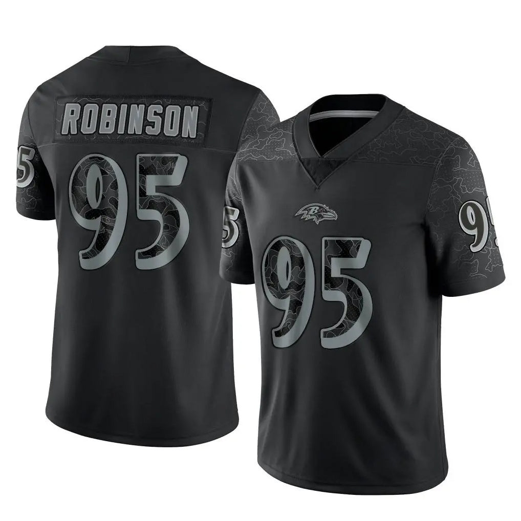 B.Ravens #95 Tavius Robinson Player Black REFLECTIVE Limited Ldoa Stitched Jerseys
