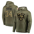C.Bears #34 Walter Payton Player Olive Salute to Service Pullover Hoodies Home Game Ldoa Stitched Jerseys