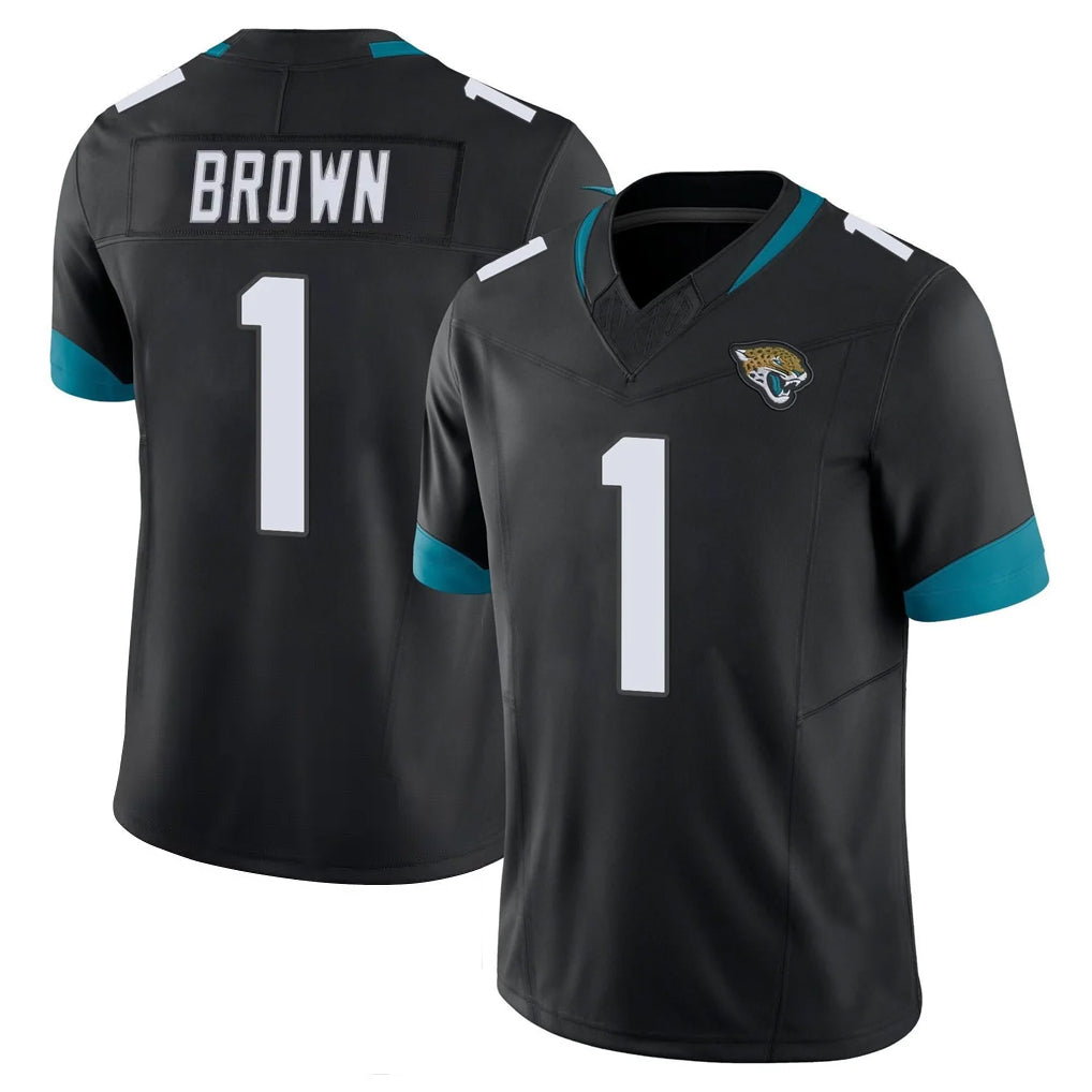 J.Jaguars #1 Montaric Brown Player Black Vapor F.U.S.E. Limited Home Game Ldoa Stitched Jerseys