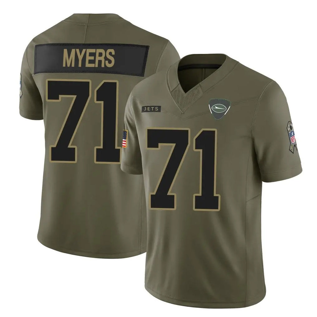 NY.Jets #71 Josh Myers Player Olive 2025 Salute To Service Limited Ldoa Stitched Jerseys