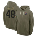 NE.Patriots #48 Namdi Obiazor Player Olive Salute to Service Pullover Hoodies Limited Ldoa Stitched Jerseys