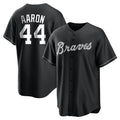 A.Braves #44 Hank Aaron Player Black Home Game Ldoa Stitched Jerseys