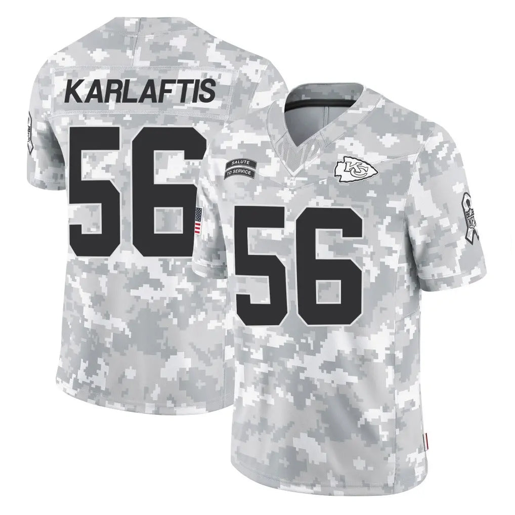 KC.Chiefs #56 George Karlaftis Player Arctic Camo Salute To Service Limited Game Ldoa Stitched Jerseys