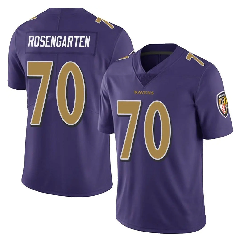 B.Ravens #70 Roger Rosengarten Player Purple Color Rush Vapor Untouchable Limited Home Game Ldoa Stitched Jerseys